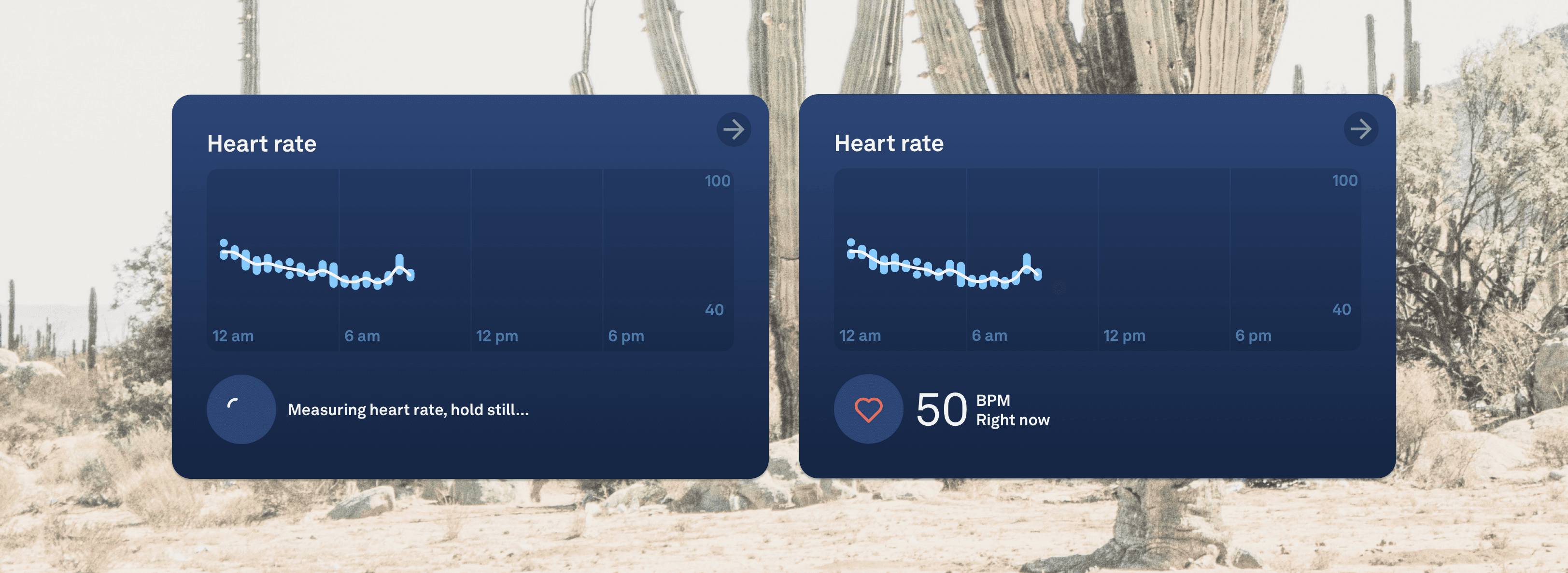 Two downward-trending graphs of heart rate over the course of one night